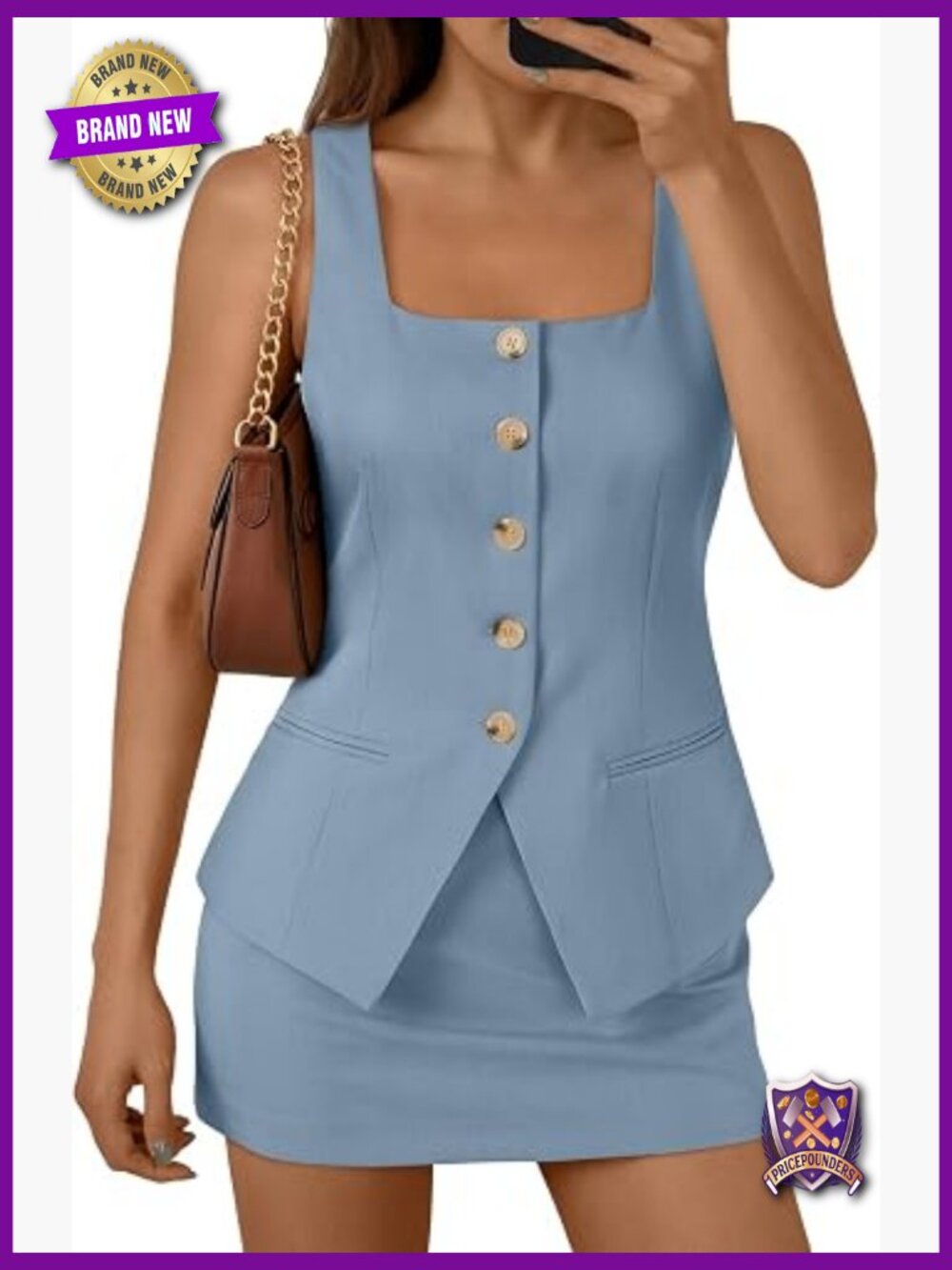 2 Piece Skirt Set Summer Business Casual Matching Vest Top Sleeveless Suit Set
